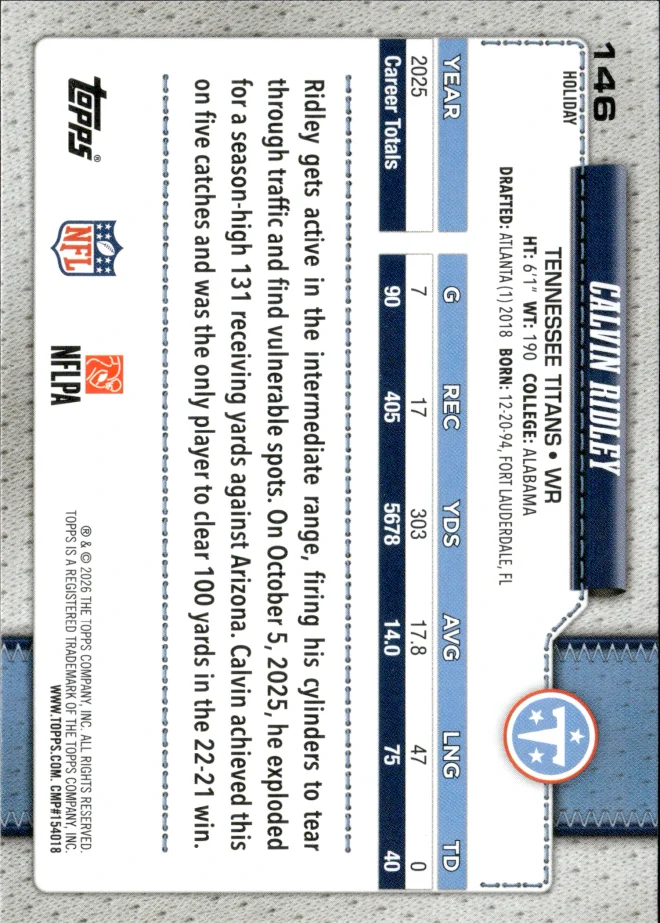 Calvin Ridley card back