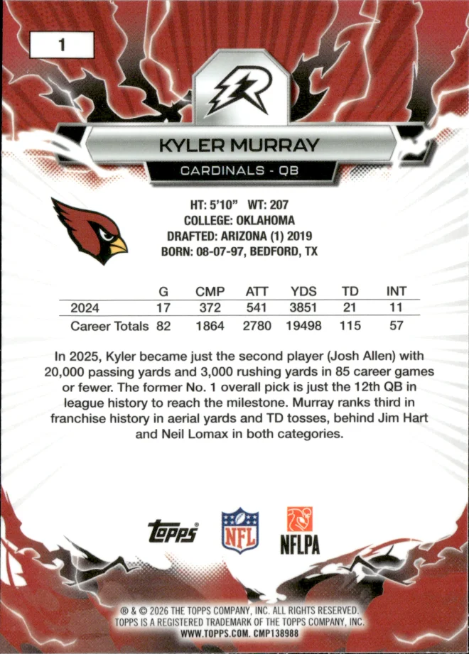 Kyler Murray card back