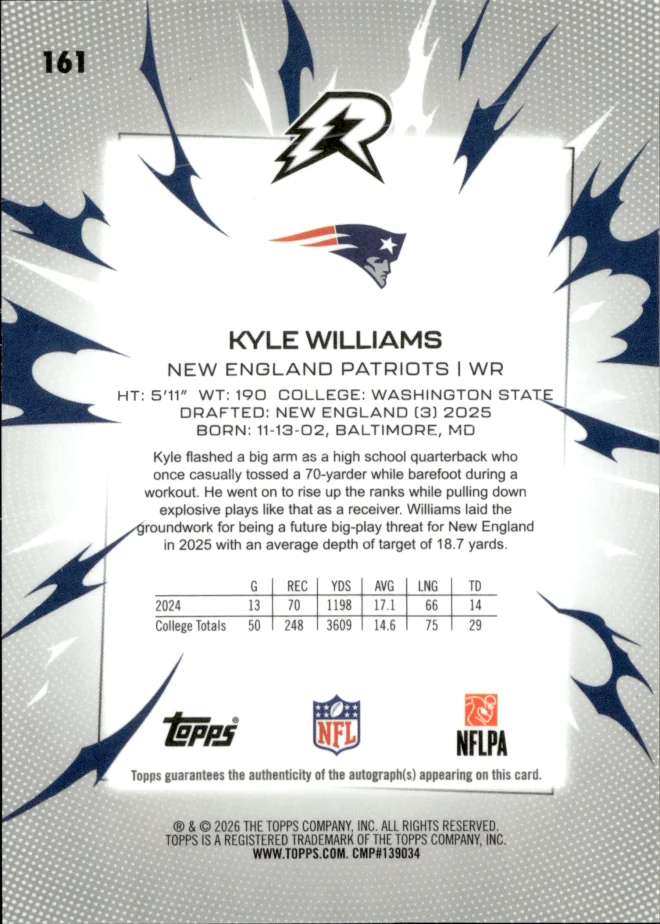 Kyle Williams card back