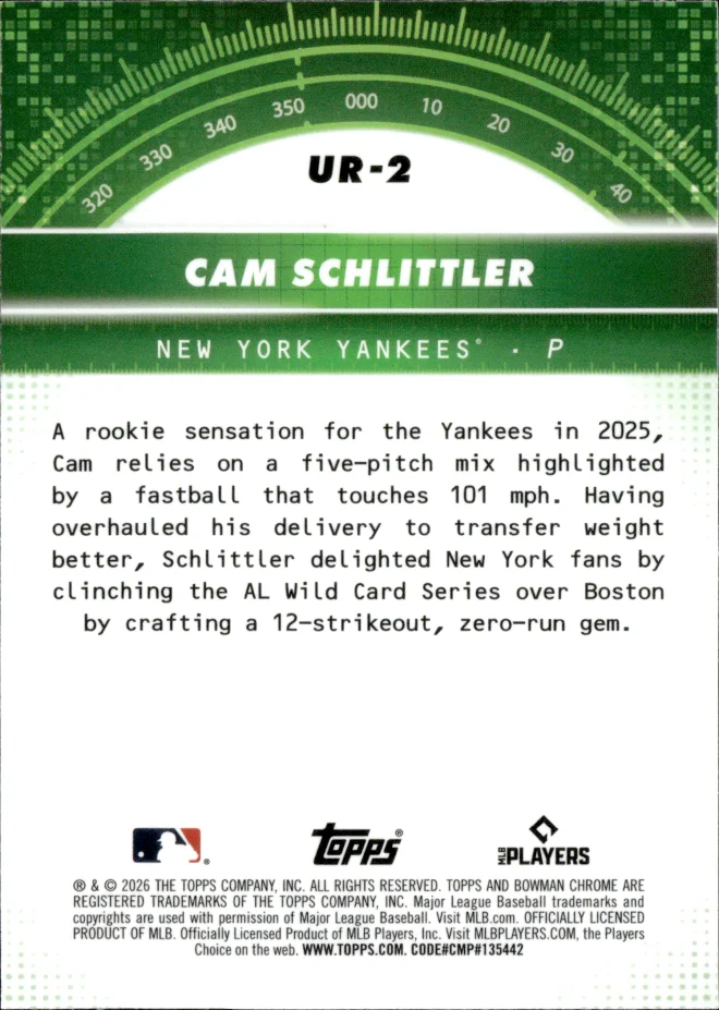 Cam Schlittler card back