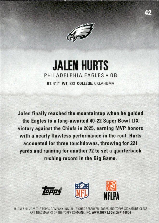Jalen Hurts card back