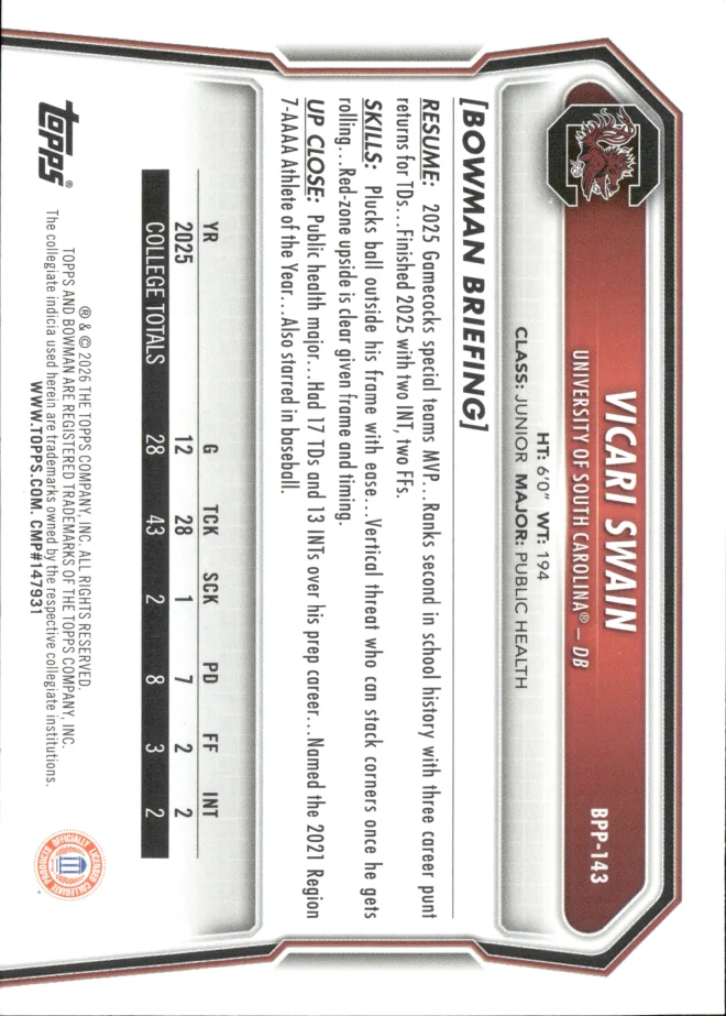 Vicari Swain card back