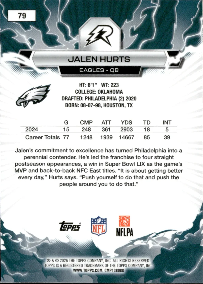 Jalen Hurts card back
