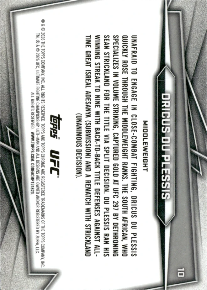 Dricus Du Plessis card back