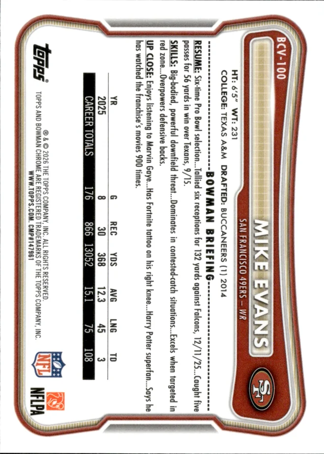 Mike Evans card back