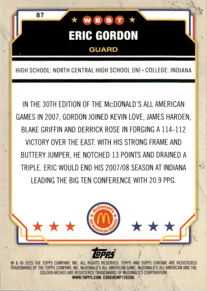 Eric Gordon card back