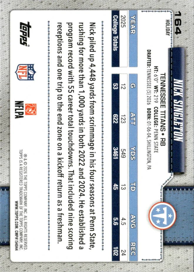 Nick Singleton card back