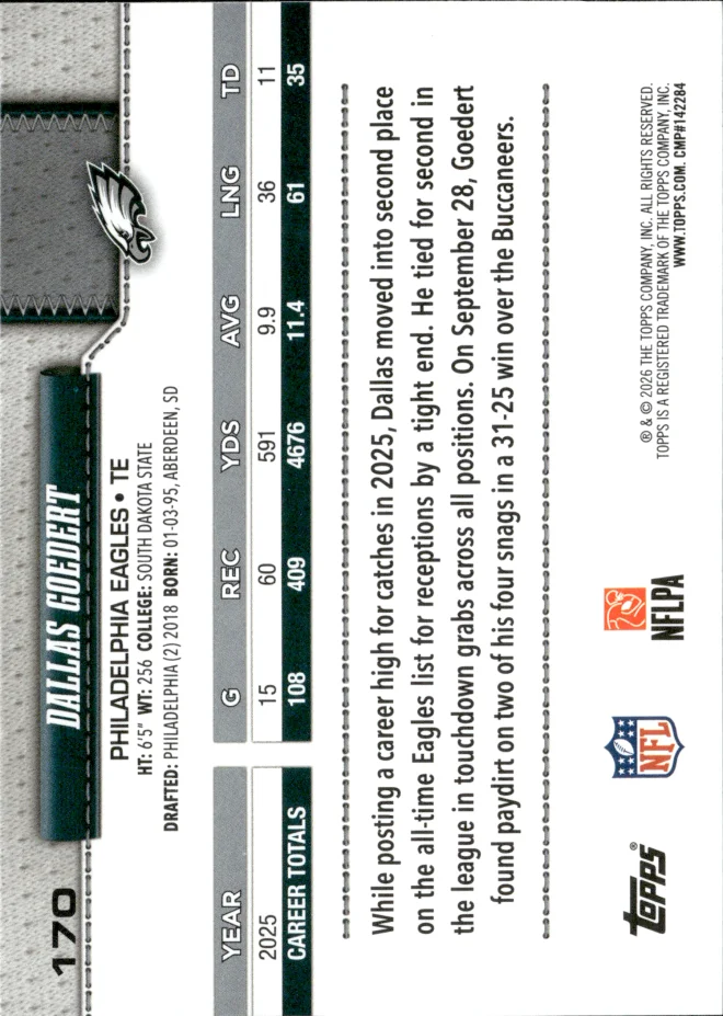 Dallas Goedert card back