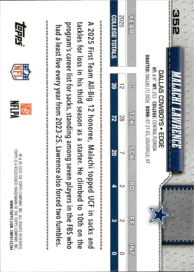 Malachi Lawrence card back