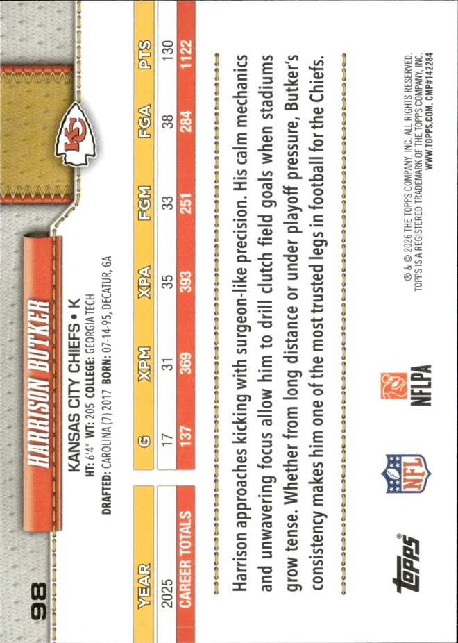 Harrison Butker card back