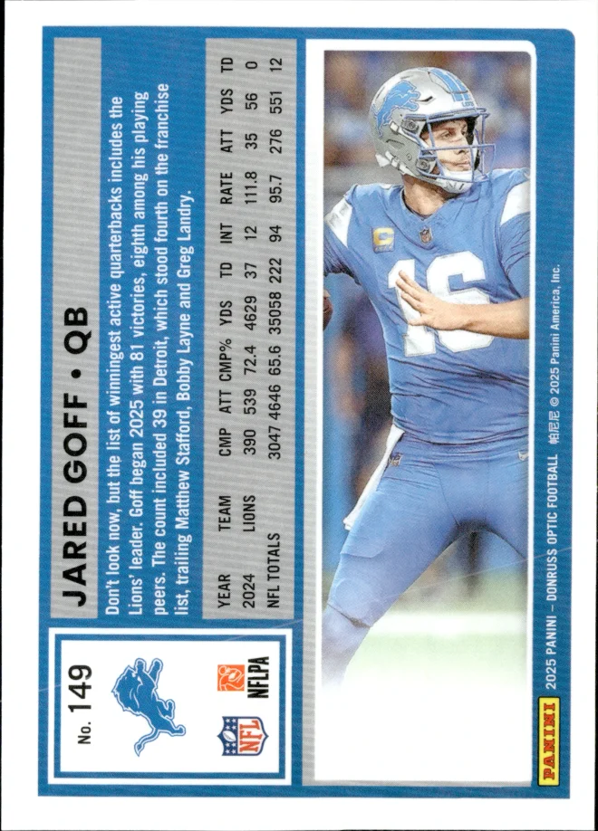 Jared Goff card back