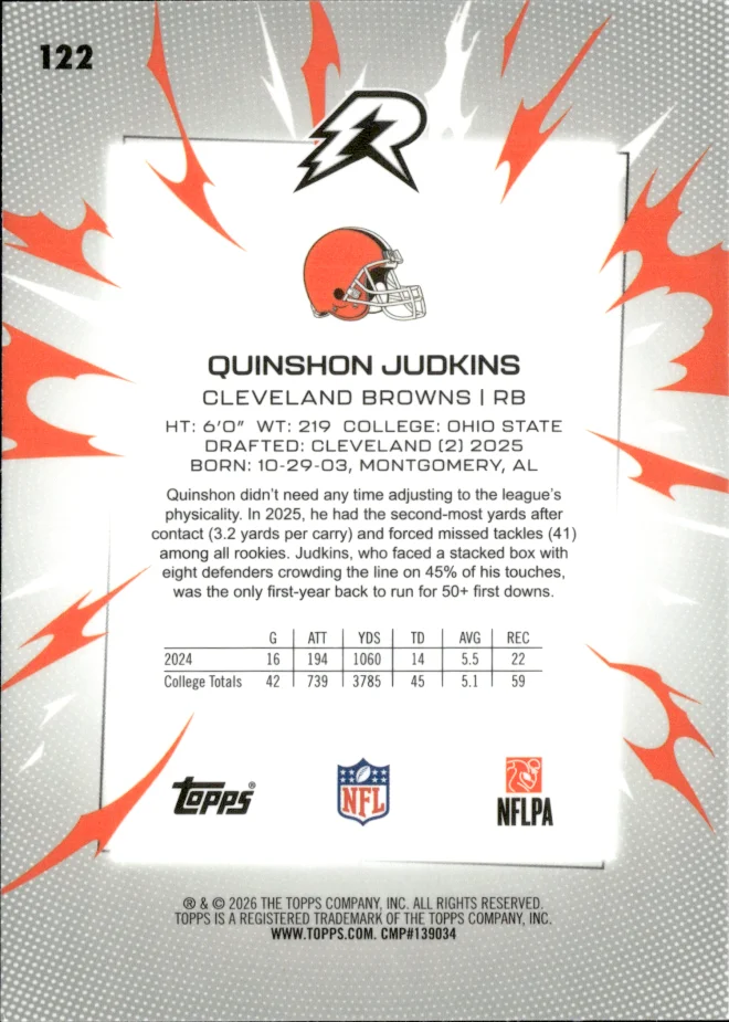 Quinshon Judkins card back