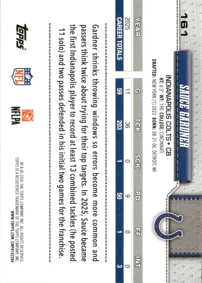 Sauce Gardner card back