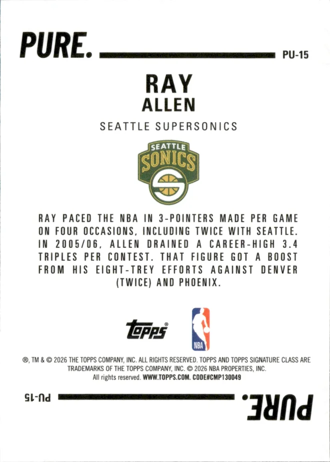 Ray Allen card back