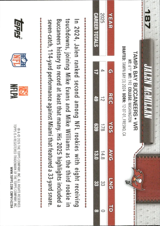 Jalen McMillan card back