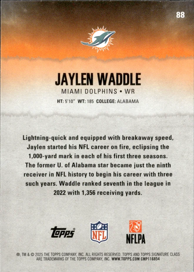 Jaylen Waddle card back