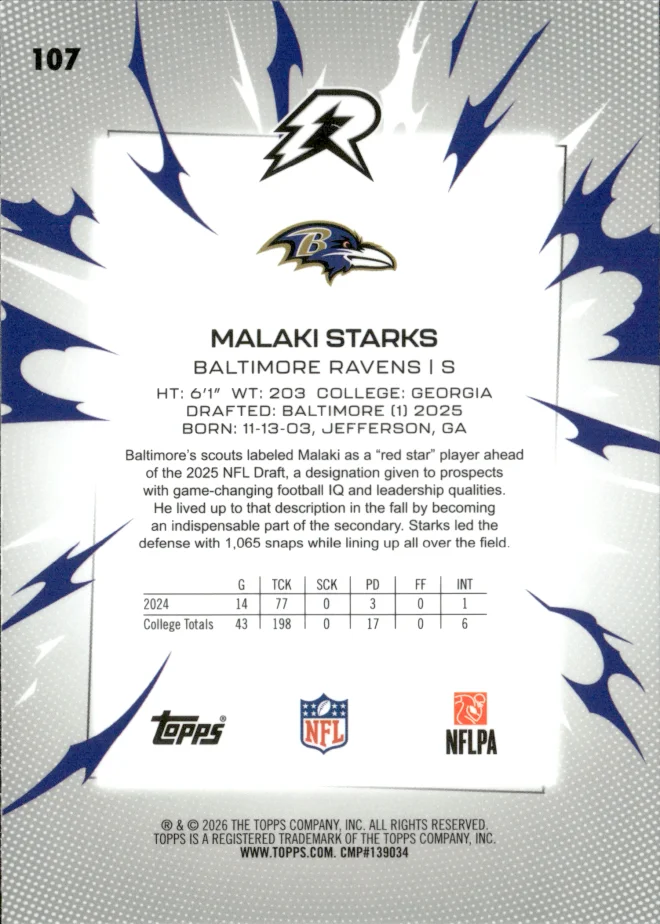 Malaki Starks card back