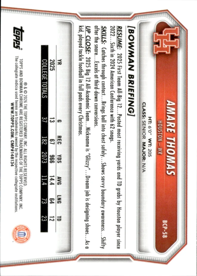 Amare Thomas card back