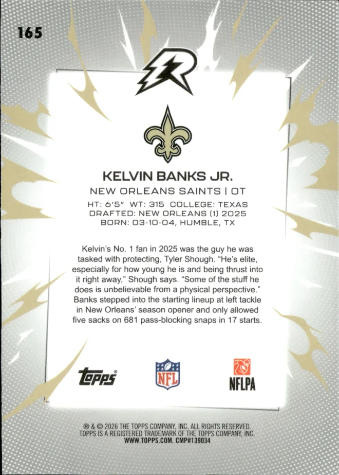 Kelvin Banks Jr. card back