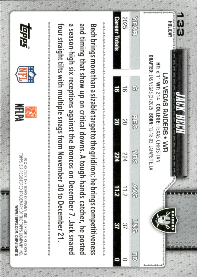 Jack Bech card back