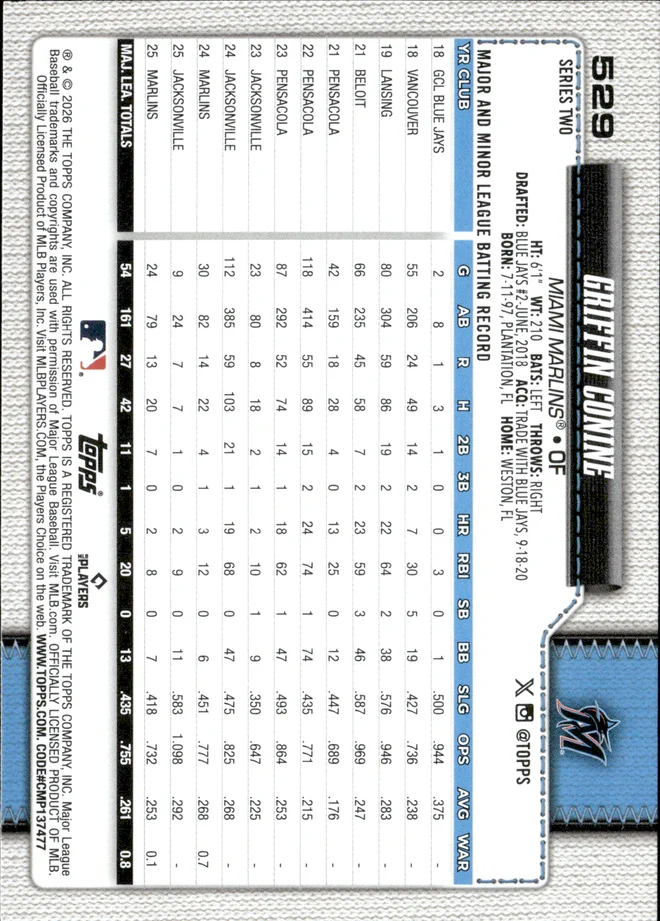 Griffin Conine card back
