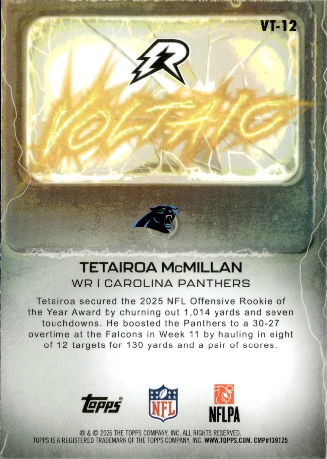 Tetairoa McMillan card back