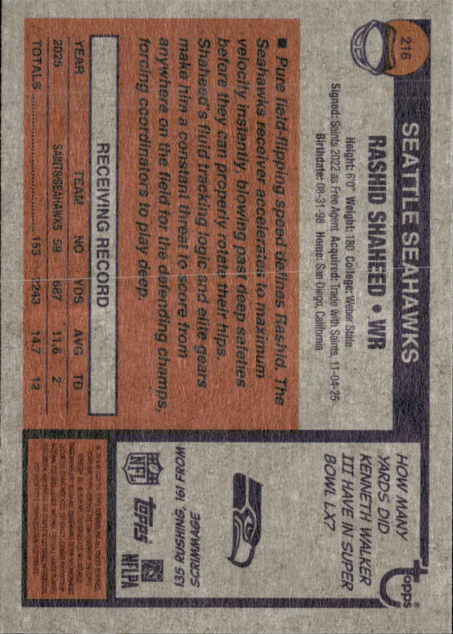 Rashid Shaheed card back