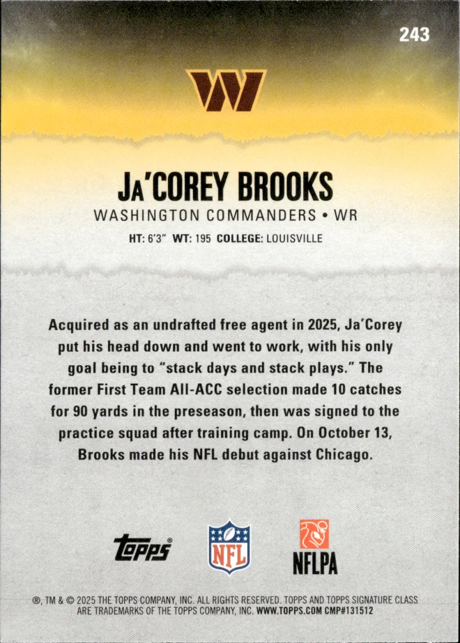 Ja'Corey Brooks card back