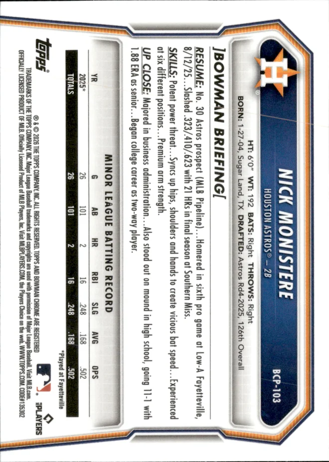 Nick Monistere card back