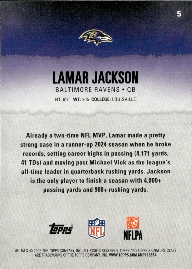 Lamar Jackson card back