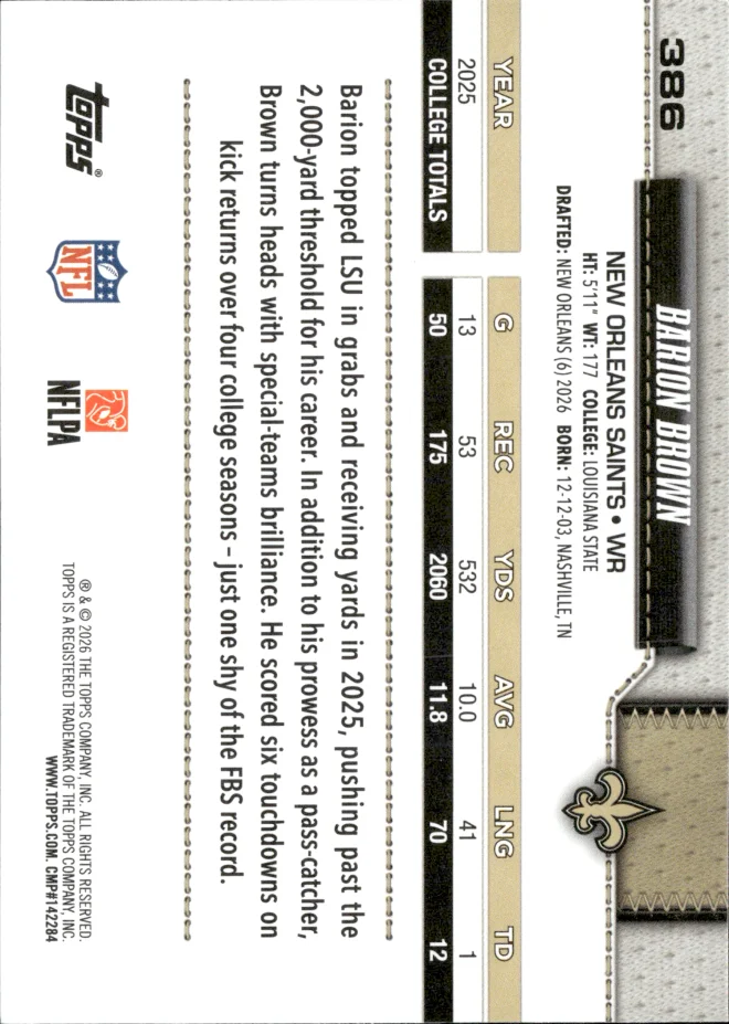 Barion Brown card back