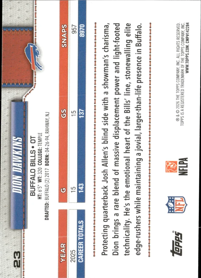 Dion Dawkins card back