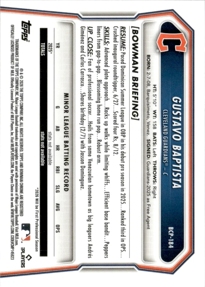 Gustavo Baptista card back