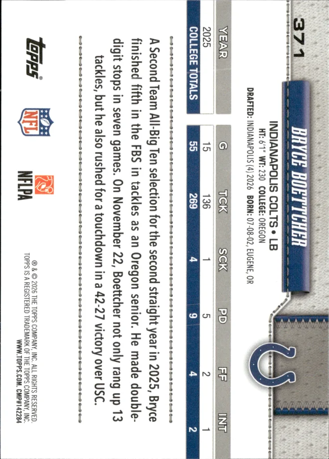 Bryce Boettcher card back