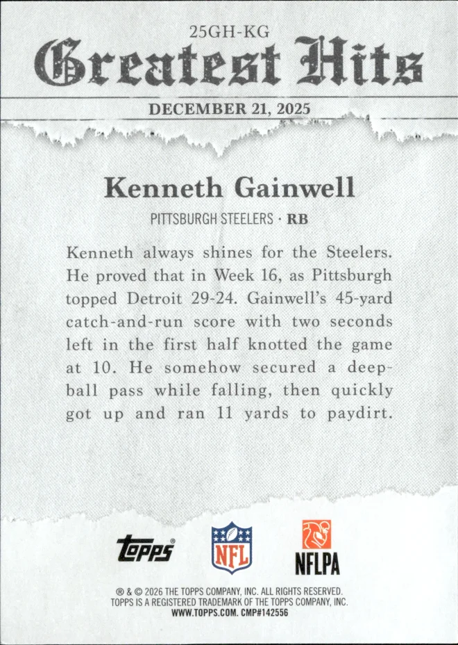 Kenneth Gainwell card back