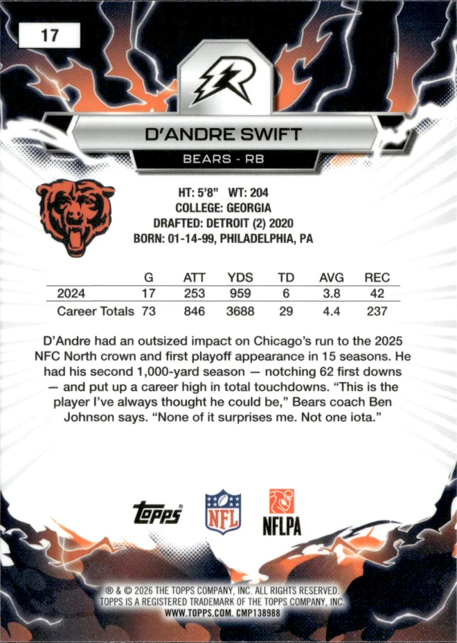 D'Andre Swift card back