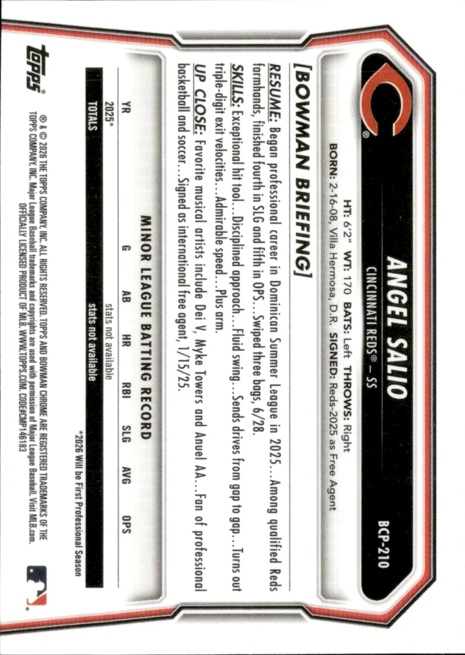 Angel Salio card back