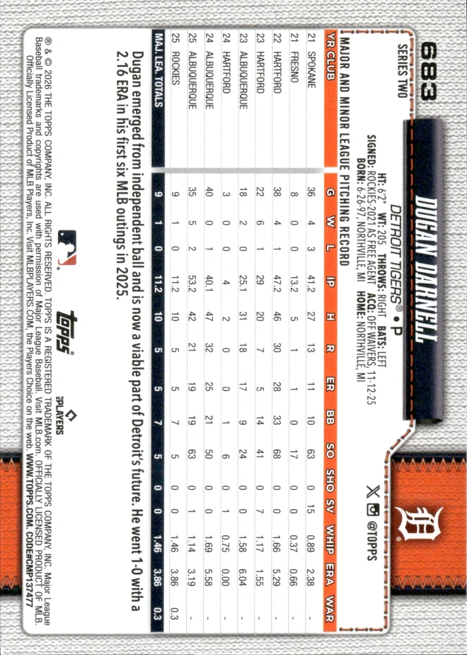 Dugan Darnell card back