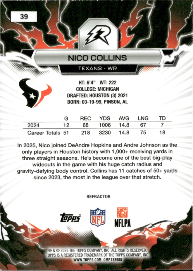 Nico Collins card back