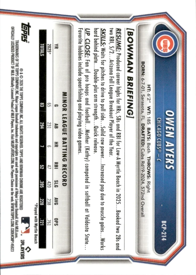 Owen Ayers card back