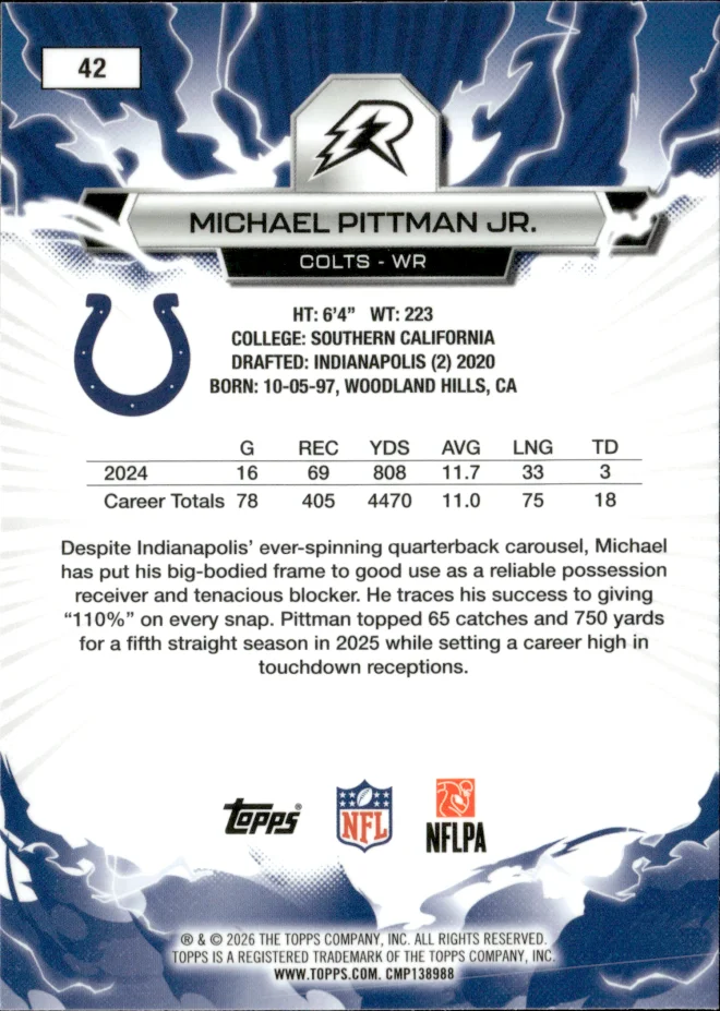 Michael Pittman Jr. card back