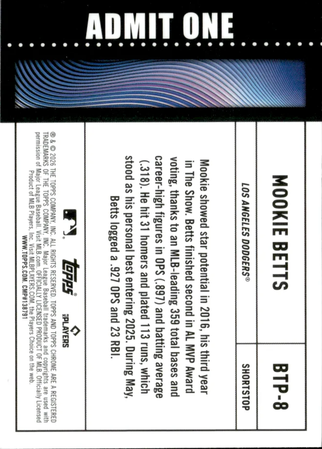Mookie Betts card back
