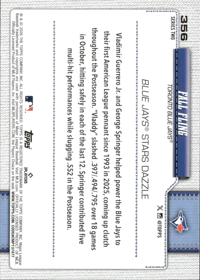 Vladimir Guerrero Jr. / George Springer card back