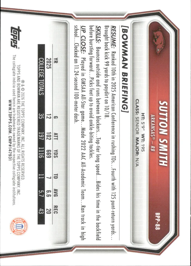 Sutton Smith card back