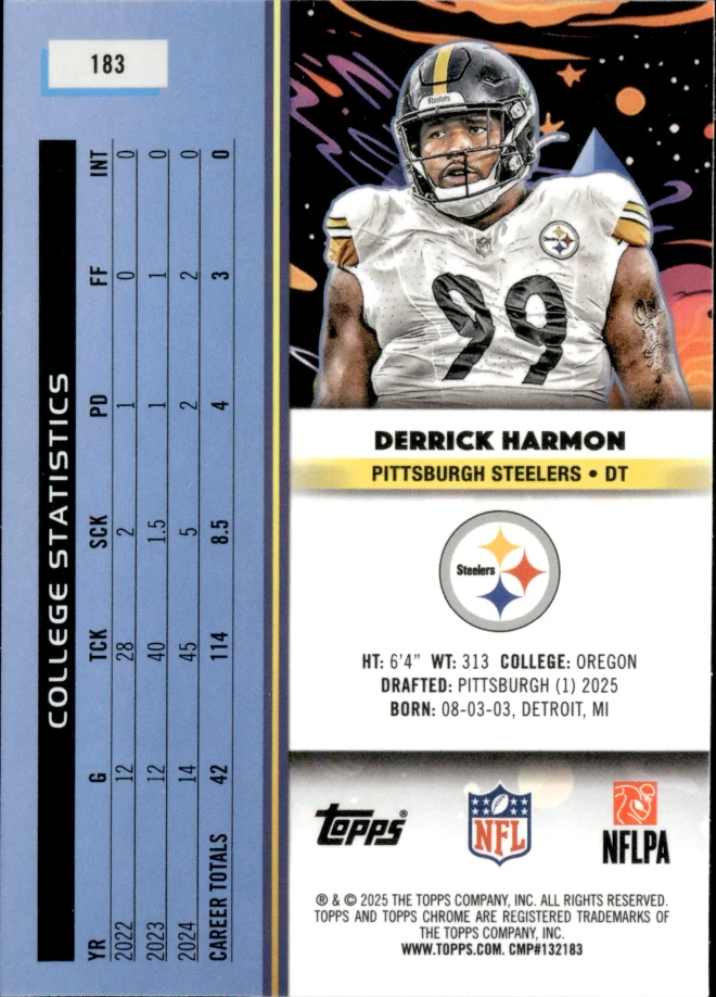 Derrick Harmon card back