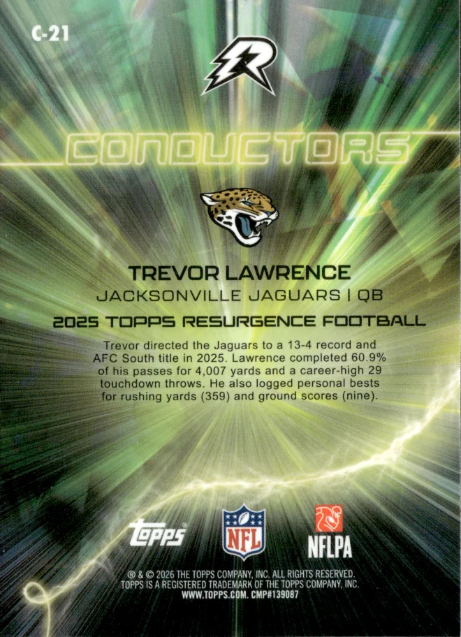 Trevor Lawrence card back