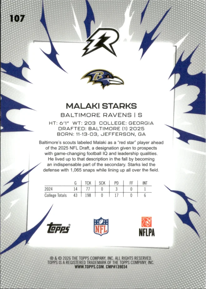 Malaki Starks card back
