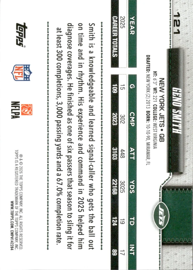 Geno Smith card back
