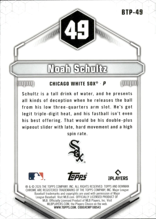 Noah Schultz card back