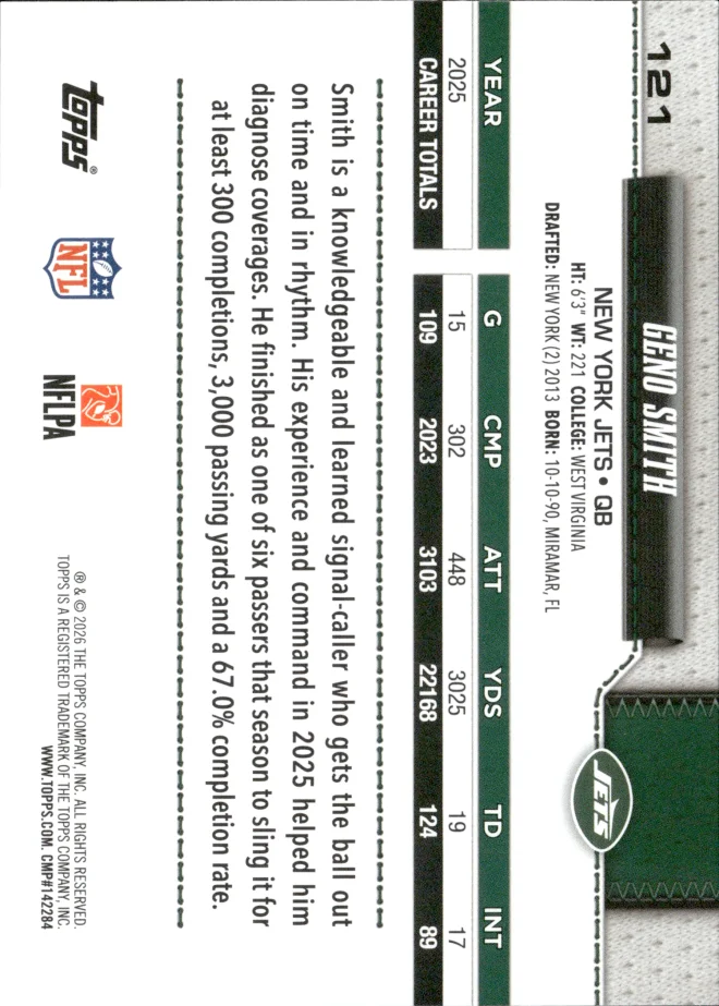 Geno Smith card back